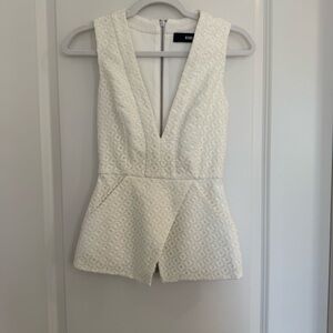 Nicholas V-neck Peplum Sleeveless Top-White